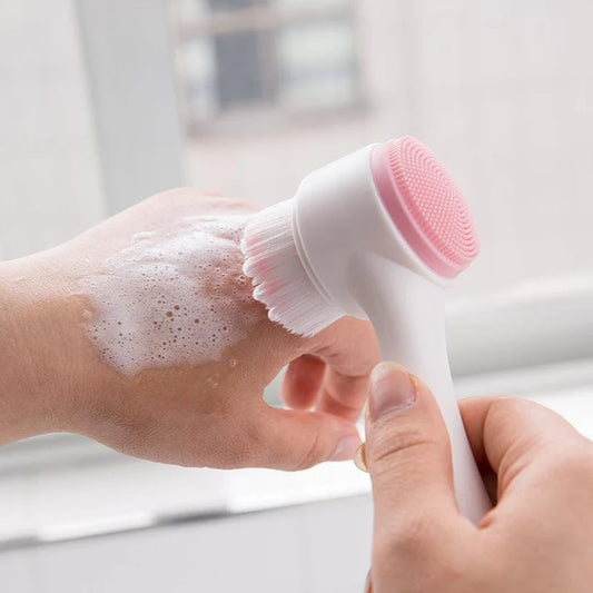 Double-Sided Skin Care Facial Brush for Exfoliation and Cleansing